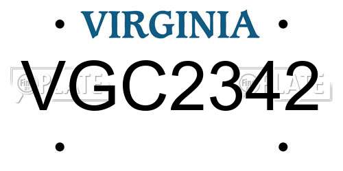 VGC2342 Virginia License Plate