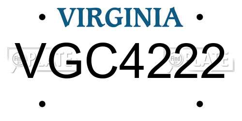 VGC4222 Virginia License Plate
