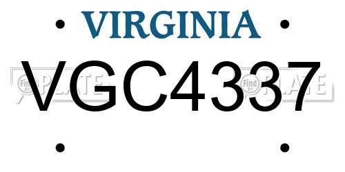 VGC4337 Virginia License Plate