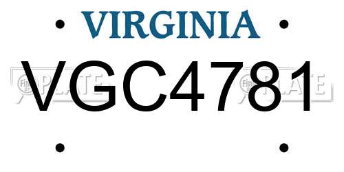 VGC4781 Virginia License Plate