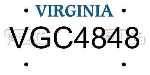 VGC4848 Virginia License Plate