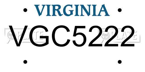 VGC5222 Virginia License Plate