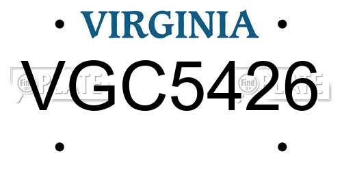VGC5426 Virginia License Plate