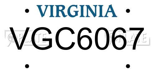 VGC6067 Virginia License Plate