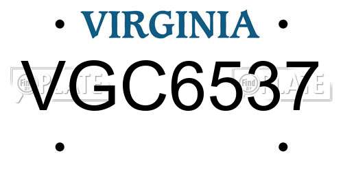 VGC6537 Virginia License Plate