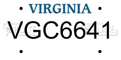 VGC6641 Virginia License Plate