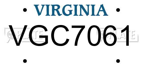 VGC7061 Virginia License Plate