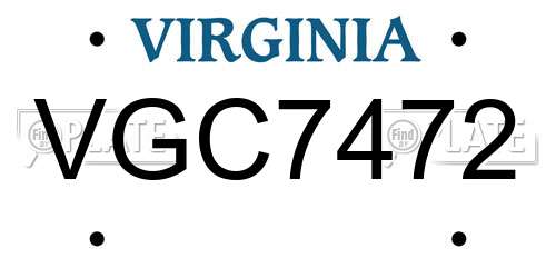 VGC7472 Virginia License Plate