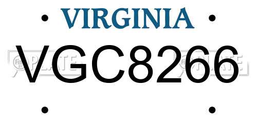 VGC8266 Virginia License Plate