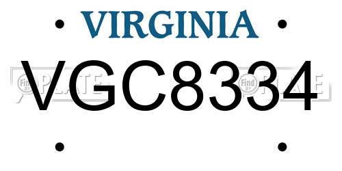 VGC8334 Virginia License Plate