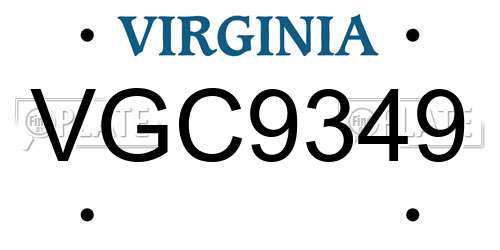 VGC9349 Virginia License Plate