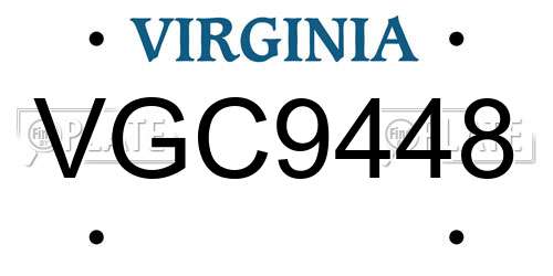 VGC9448 Virginia License Plate