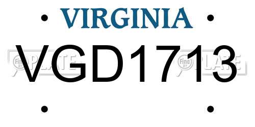 VGD1713 Virginia License Plate