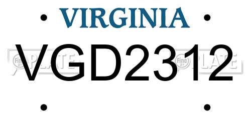 VGD2312 Virginia License Plate