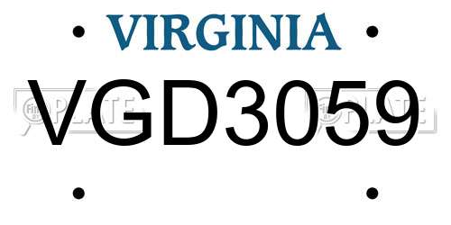 VGD3059 Virginia License Plate