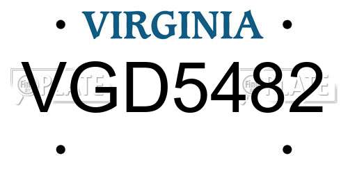 VGD5482 Virginia License Plate