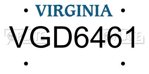 VGD6461 Virginia License Plate