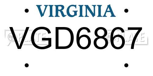 VGD6867 Virginia License Plate