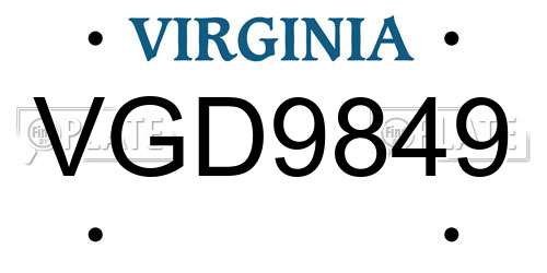 VGD9849 Virginia License Plate