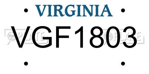 VGF1803 Virginia License Plate