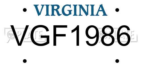 VGF1986 Virginia License Plate