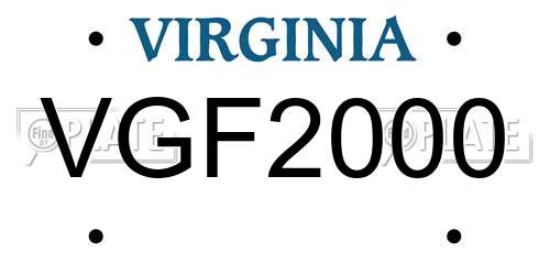 VGF2000 Virginia License Plate