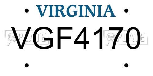 VGF4170 Virginia License Plate