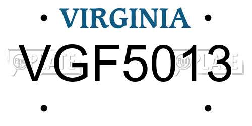 VGF5013 Virginia License Plate