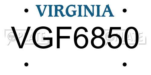 VGF6850 Virginia License Plate