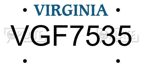 VGF7535 Virginia License Plate