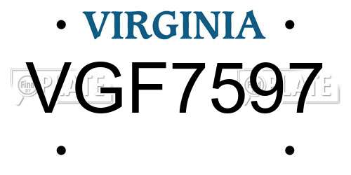 VGF7597 Virginia License Plate