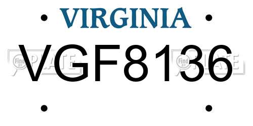 VGF8136 Virginia License Plate