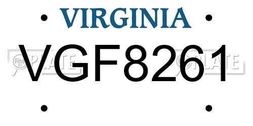 VGF8261 Virginia License Plate