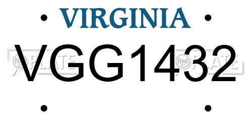VGG1432 Virginia License Plate