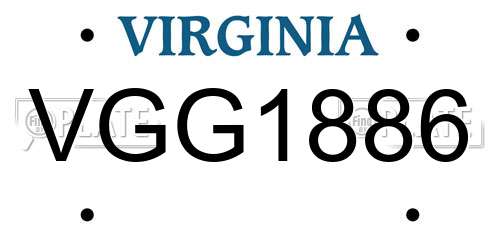 VGG1886 Virginia License Plate