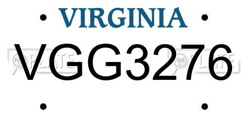 VGG3276 Virginia License Plate