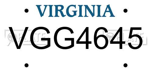 VGG4645 Virginia License Plate