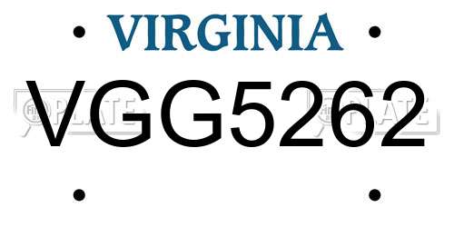 VGG5262 Virginia License Plate