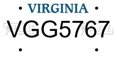 VGG5767 Virginia License Plate