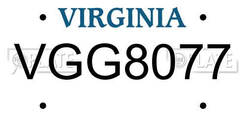 VGG8077 Virginia License Plate