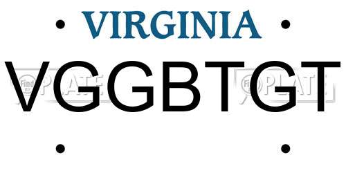 VGGBTGT Virginia License Plate