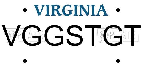 VGGSTGT Virginia License Plate