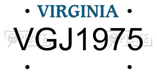 VGJ1975 Virginia License Plate