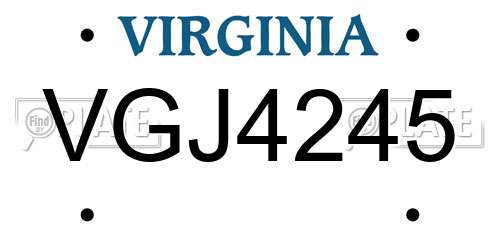 VGJ4245 Virginia License Plate