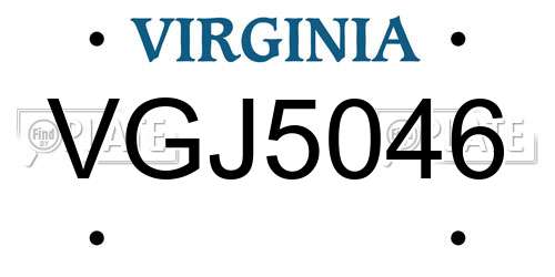 VGJ5046 Virginia License Plate