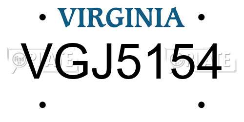 VGJ5154 Virginia License Plate