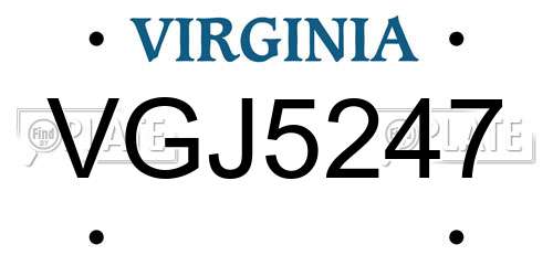 VGJ5247 Virginia License Plate