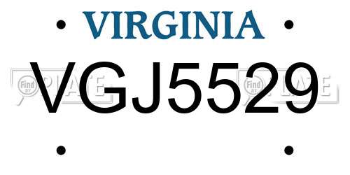 VGJ5529 Virginia License Plate