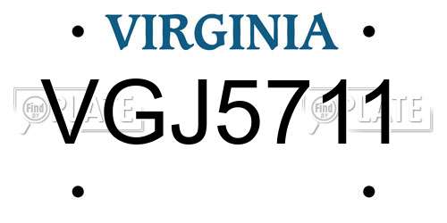 VGJ5711 Virginia License Plate