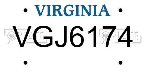 VGJ6174 Virginia License Plate